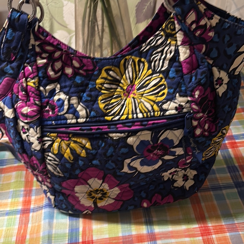 Vera Bradley Quilted Floral Shoulder Bag - Navy, Pink & Yellow